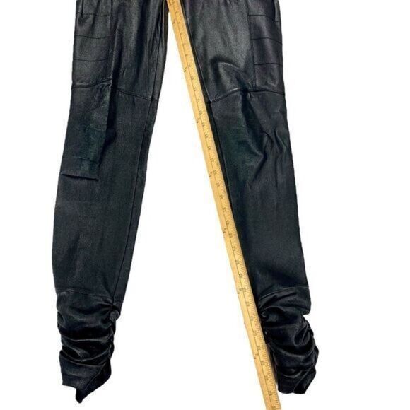 NOR Leather Pants Womens Size 30 Tall Black Ruffle Ankle Sexy Grunge Witchcore - Picture 11 of 14